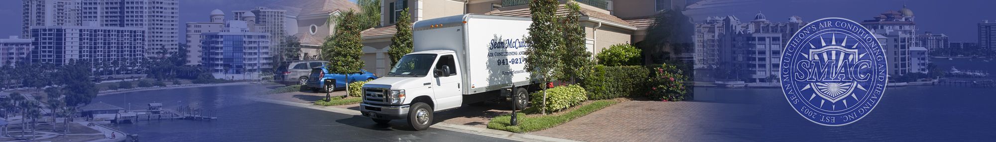 Sarasota air conditioning truck at residence - Sean McCutcheon's Air Conditioning and Heating, Inc. (SMAC)