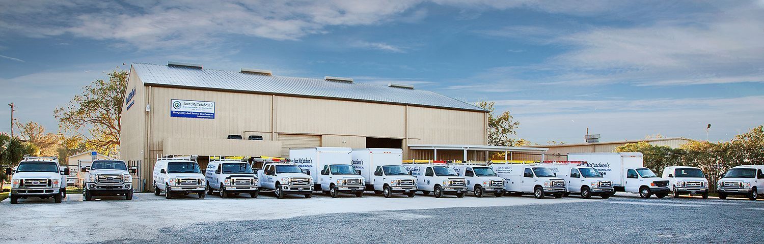 Sean McCutcheon's Air Conditioning and Heating's Sarasota headquarters and fleet.